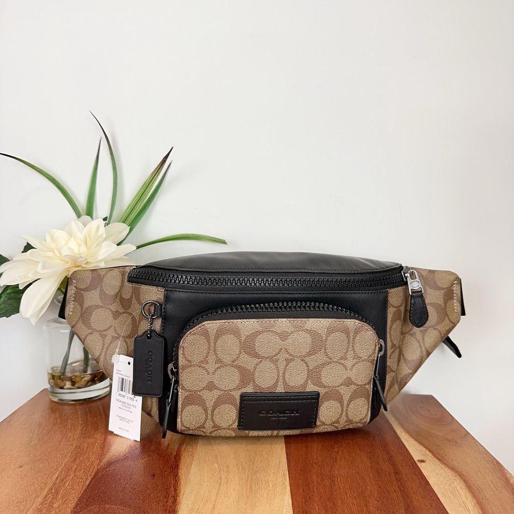 NWT Coach Track Belt Bag In Signature Canvas
